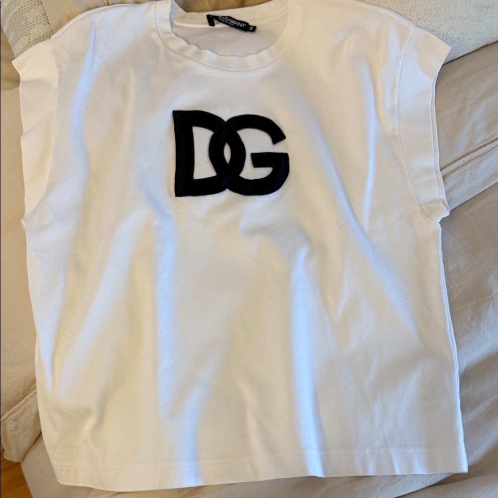 Dolce & Gabbana White Tee with Black DG Emblem